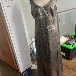 gold (dark) satin long dress size 14